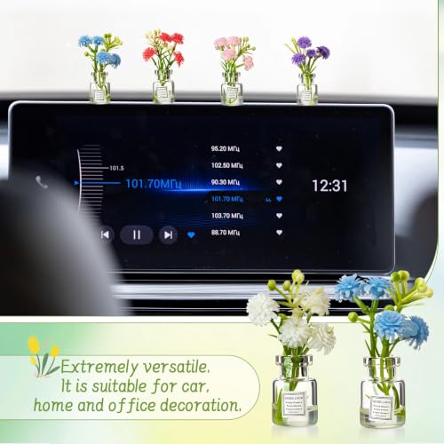 Ripeng Set of 8 Car Dashboard Decorations Flowers Cute Car Accessories for Women Mini Flowers Bouquet Vehicle Interior Decor with Double Sided Tape for Rear View Mirror Dashboard - style: Classic