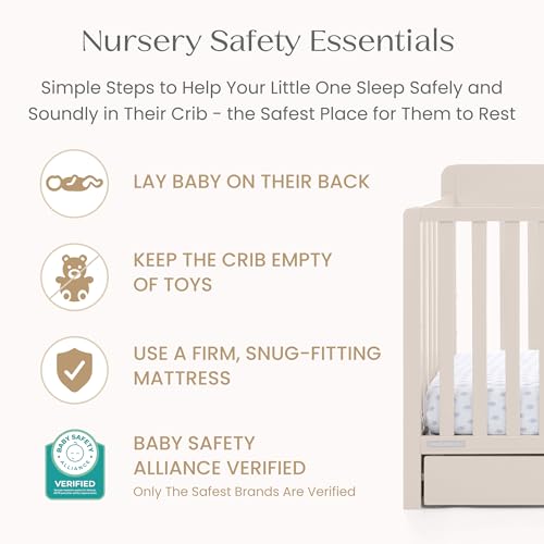 Delta Children Maya 5-in-1 Convertible Crib and Changer with Storage, Converts to Toddler Bed, Daybed, Sofa & Full Bed, Greenguard Gold Certified, 3 Mattress Heights for Baby, Soft Beige - color: Soft Beige