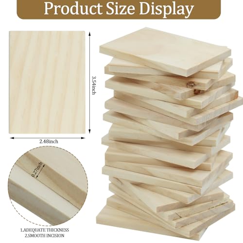 30 PCS 2.5 x 3.5 Inch Wooden Squares for Crafts 1/4 Inch Thick - size: 2.5 x 3.5 inch