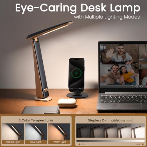 WILIT Foldable Portable Desk Lamp,Battery Operated Rechargeable Lamps Cordless,Eye-Caring LED Table Lamp with 3 Color Temperatures,Stepless Brightness,Desk Lamps for Office Home College Essentials - style: Modern