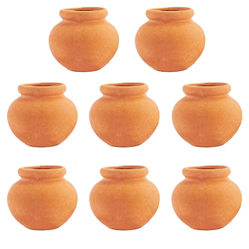 Hiawbon 8 Pcs Miniature Clay Pots Mini Terracotta Pots