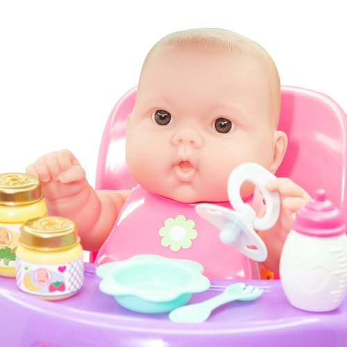 JC Toys - 14" Lots to Love Babies Doll and High Chair | Feeding Gift Set and Accessories | Posable & Waterproof | Ages 2+, Pink - color: High Chair and Doll Combo
