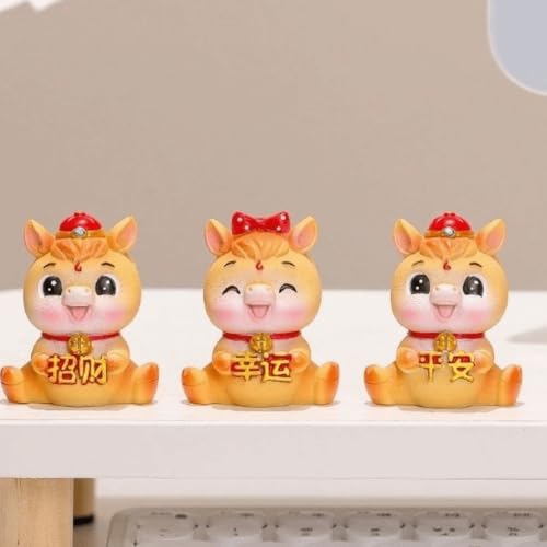 2026 Horse Year Mascot Cute Year of The Horse Car Ornament, Animal Statue Chinese Miniature Horse Figures(Style 1)