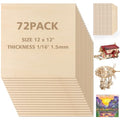 Adrattnay 72Pcs Basswood Sheets 1/16 x 12 x 12 inch - 1.5mm Basswood Sheets - color: 72PCS