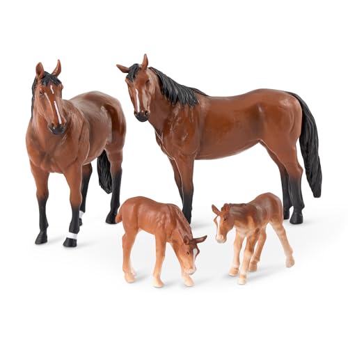 Terra by Battat Horse Toys, Quarter Horse Family, 4 Animal Figures, Animals - style: Horse Family