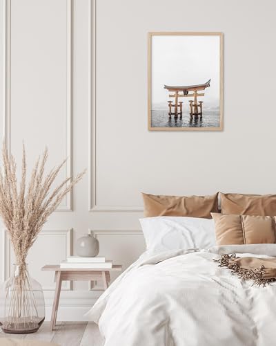 HesenDot Japanese Torii Gate Framed Wall Art,Shrine Canvas Print,12x16 - color: Framed Japan Torii Gate