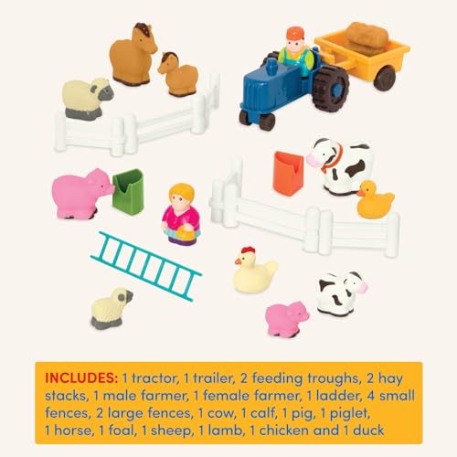 Battat Little Farmer's Playset Farm Animal Play Set, 25 Pieces, Toddler - style: Farm Animals with Acc (25 Pcs)