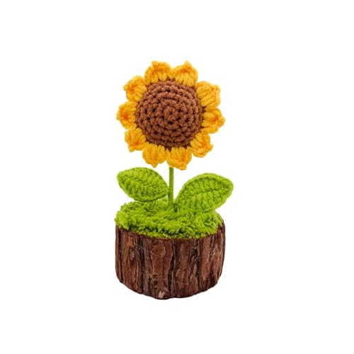 Crochet Sunflowers Flowers Bouquet for Women Office Desk Decor - color: Crochet Sunflower