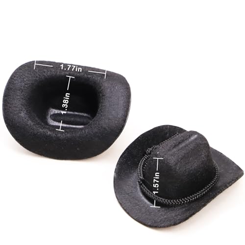 Dollhouse Cowboy Hat, Miniature Cowboy Hat, 1:6 Scale Miniature Soft Cowboy, Mini Hat, Brown/Black, American Old West Hat, for Dollhouse Craft Supplies (2PCS) (Black) - color: Black