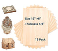 Basswood Plywood Sheets-15 Pack 12" x 8" x 1/8" Unfinished Craft Wood Pieces for Engraving and Cutting, Architectural Modeling, Drawing - color: Basswood Sheet 15 Pack 12" X 8" X 1/8"