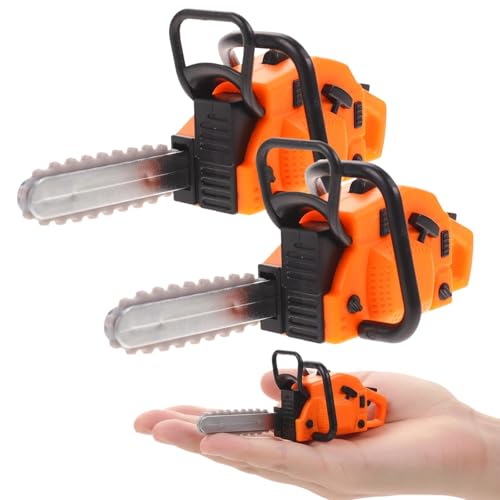 2 Pack Miniature Dollhouse Chainsaw Figurines, Fairy Garden Decor - size: 3.30X1.38X1.30in