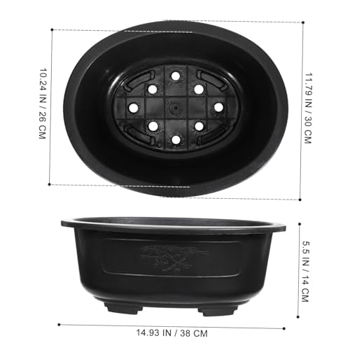 2Pcs Bonsai Training Pot 15 inch Plastic Flower Pot Bonsai Pot with Drainage Hole, Bonsai Planter Pot Plants Growing Pots for Nursery, Garden, Balcony, Black