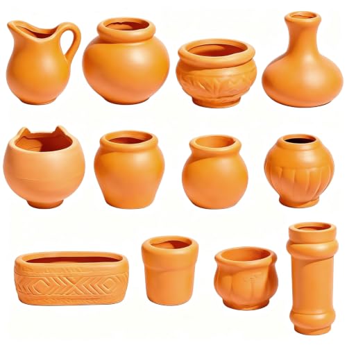 ONEST 12 Pieces Miniature Tiny Clay Pots Mini Flower Pottery Planter for DIY Garden Plants Office Home Decoration - color: 12 Pieces Mix