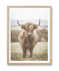 HesenDot Farmhouse Highland Cow Natural OAK Wood Framed Wall Art, 12x16in - color: Framed Highland Cow