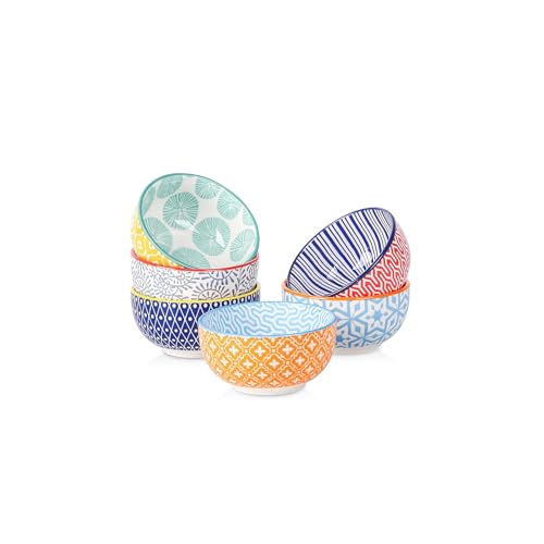 Selamica Ceramic 4 OZ Dipping Bowls Set of 6, Assorted Colors - color: Assorted Colors, size: 3.5 Inch