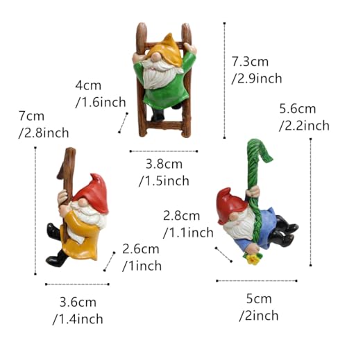 Set of 3 Cute Climbing Gnome Figurines Flower Pot Hugger, Resin Hanging Gnomes Statue Outdoor Decor Fence Ornaments for Patio Lawn Garden Yard - color: Multicolor