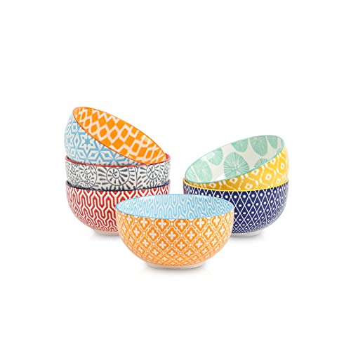 Selamica Ceramic 12 OZ Dessert Bowls Set, Ice Cream Bowls, 4.7 Inch Small Bowls for Ice Cream, Snack, Side Dishes, Microwave Dishwasher Safe, Set of 6 - color: Assorted Colors, size: 4.7 Inch