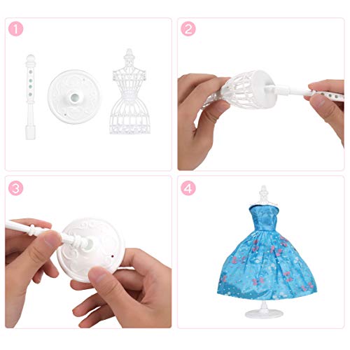5pcs Doll Clothes Model Rack 220mm Hollow Art Model Frame Clothes Gown Display Mini Mannequin Model for Doll Toy Display - size: 220mm White