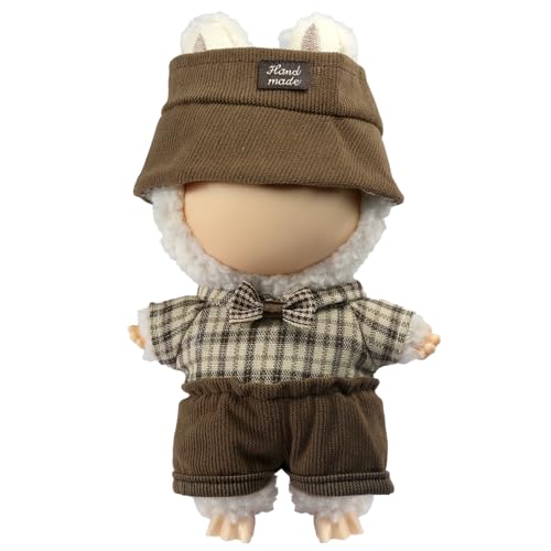 Clothes for LABUBU 17cm Doll (NO Doll),Outfit for LABUBU,Shirt+Pants+Hat Set for LABUBU Dress Up,Accessories for LABUBU - color: Blues