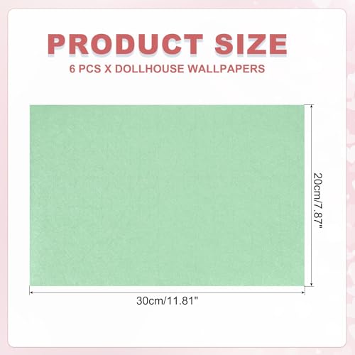 uxcell 6 Sheets Miniature Dollhouse Wallpaper, Silk Pattern Self-Adhesive PVC Flooring Wall, Mini Wall Decor for Dollhouse Sand Table Model Accessories 11.81 x 7.87 Inch (Green) - color: Green