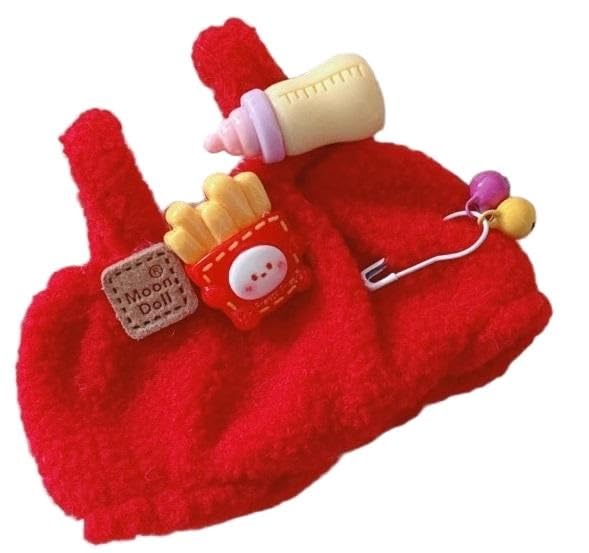 Clothes for LABUBU 17cm Doll (NO Doll),Outfit for LABUBU,Dress and Hairpin Set for LABUBU Dress Up,Accessories for LABUBU - color: Red Bear