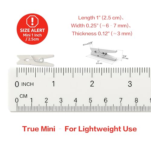 LWR CRAFTS Wooden Mini Clothespins 100 Per Pack 1" 2.5cm (White) - color: White