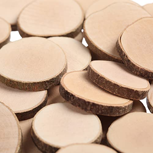 Wood Slices Crafts Small Log Rounds Cookies Pieces 50Pcs 3-4cm Rustic Wedding Centerpieces Ornaments DIY - size: B (3-4 cm) 50Pcs