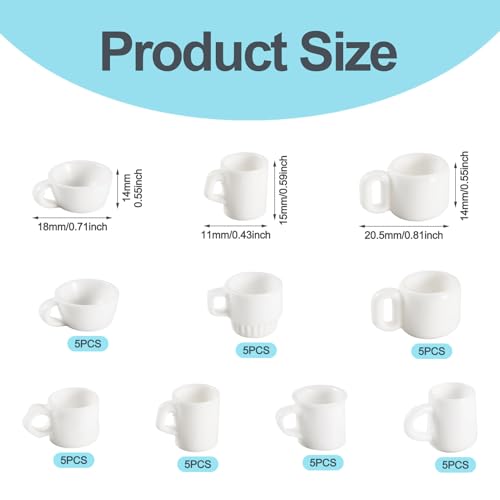 FASHEWELRY 35Pcs White Coffee Cups Miniature Ornaments Mini Cute Resin Coffee Mug Model Tea Cup Dollhouse Miniatures for Necklace Pendant Home Decor Micro Landscape Ornaments - color: White Cup