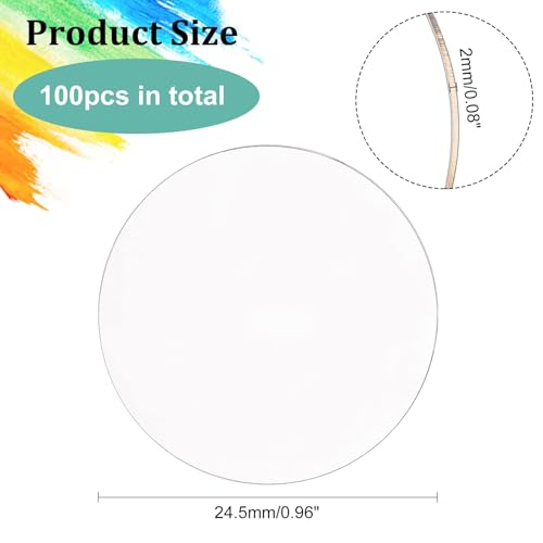 FINGERINSPIRE 100 Pcs Clear Circles Acrylic Sheet 1 inch Circular Miniature Bases Blanks Acrylic Disc Mini Flat Round Acrylic Base for Miniatures Wargame Halloween Christmas Craft Keychain - color: 1 Inch