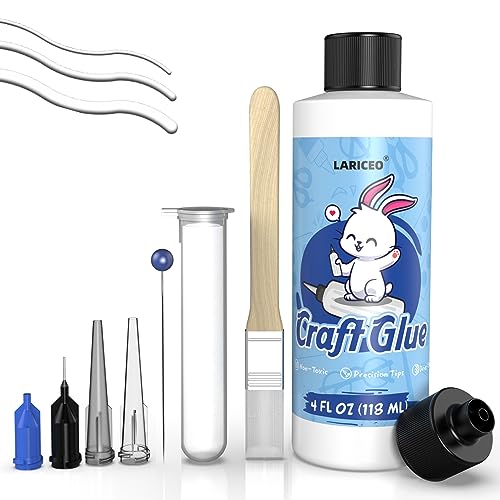 Craft Glue 4oz with Precision Tips | Quick Dry Clear Strong Permanent Tacky Glue for Fabric & Paper Crafts, Scrapbooking, Card Making Supplies