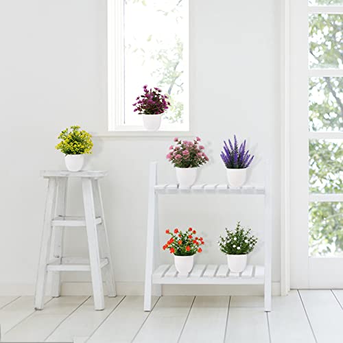 Yoratee 6 Pack Small Artificial Flower Potted Plants, Mini Faux Flowers in Pots Colorful Fake Plants for Indoor Bathroom Office Desk Tabletop Windowsill and House Shelf Decorations - color: B-colorful-6pcs
