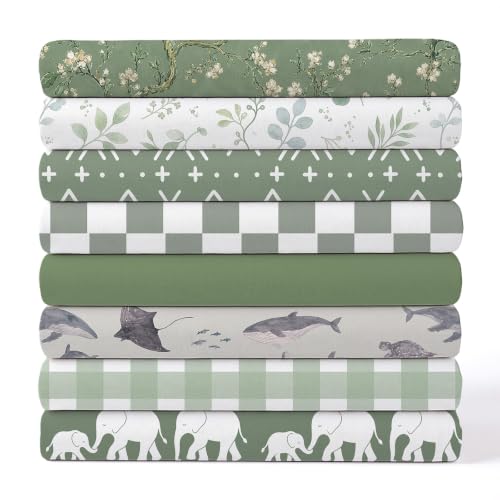 Tigeen 8 Pcs Fat Quarters Fabric Bundles, Sage Mix Nature - style: Sage Mix Nature