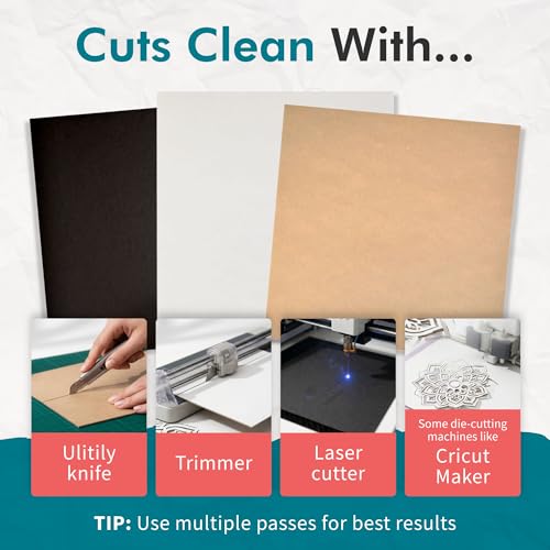 Grafix Medium Weight Chipboard – 8.5"x11", Natural Acid-Free 0.057” Sheets, Create Three-Dimensional Embellishments for Cards, Papercrafts, Mixed Media, Home Décor, and More, Pack of 25