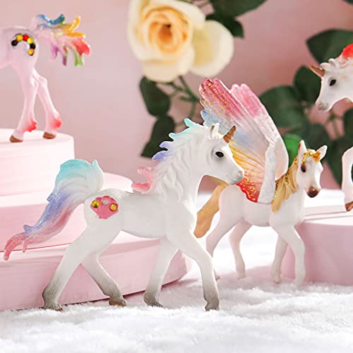Jetec 8 Pcs Unicorn Toy Cake Toppers Flying Horse Figurines Party