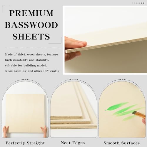 6 Pack 24 x 24 x 1/4 Inch-6mm Thick Basswood Sheets for Crafts - Unfinished Plywood Boards Square for DIY Laser Projects, Wood Burning, Engraving, Staining, Architectural Model - size: 24 x 24 x 1/4 Inch