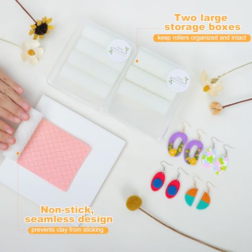 8 Pcs Non-Stick Polymer Clay Texture Rollers (Basic Texture) - color: Basic Texture