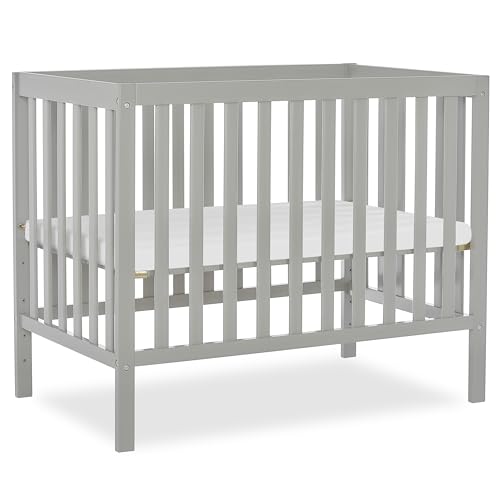 Dream On Me Edgewood 4-in-1 Convertible Mini Baby Crib in Cool Grey, GreenGuard Gold & JPMA, Non-Toxic, Compact 40×25×33″ Design, Converts to Mini Daybed & Twin Bed, 1″ Mattress Pad - color: Cool Grey