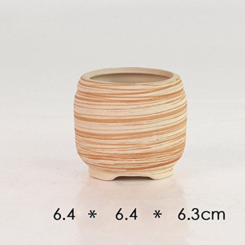2.5-3" Succulent Pots, Ceramic Wood Pattern Cactus Planters Set, 6 Pack