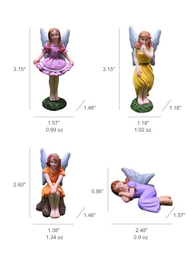 Miniature Fairy Garden Figurines 5Pcs, Small Flower Fairies Ornaments Resin Mini Fairy Figurines Outdoor Decor Art for Fairy Garden Pot Bonsai Micro Landscapes Craft Decoration Accessories