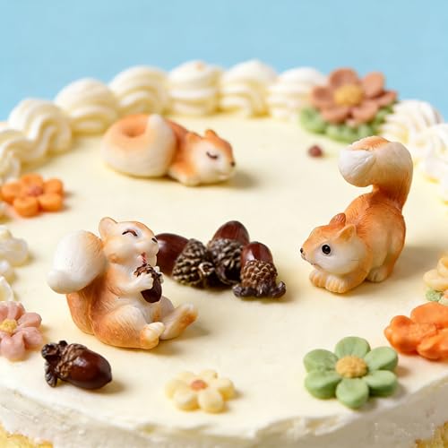 14 Pcs Miniature Squirrel Figurines Mushroom Decors Tiny Resin Squirrel Mushroom Fairy Ornament for Outdoor Landscape Garden Lawn Pot DIY Cake Decorations