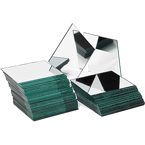 Bright Creations Mirror Art Tiles - 3 in, Silver, 50 Pack - Adhesive Mirror Mosaic Tiles for DIY Crafts & Stick-On Wall Decor - size: 3 inches