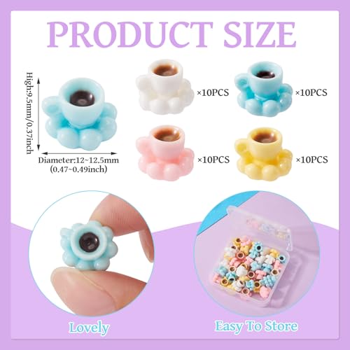 FASHEWELRY 40Pcs Resin Mini Coffee Cups Miniatures Mixed Color Coffee Mug Tea Cup Dollhouse Miniatures Micro Landscape Decoration for Keychain Party Decor Ornaments - color: 4 Colors-drink Cups
