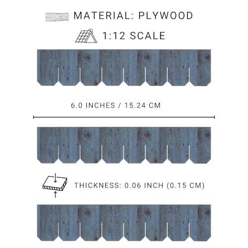 Wooden Roof Shingle Strips for 1:12 Scale Dollhouse Roof - color: Aged Wood Blue