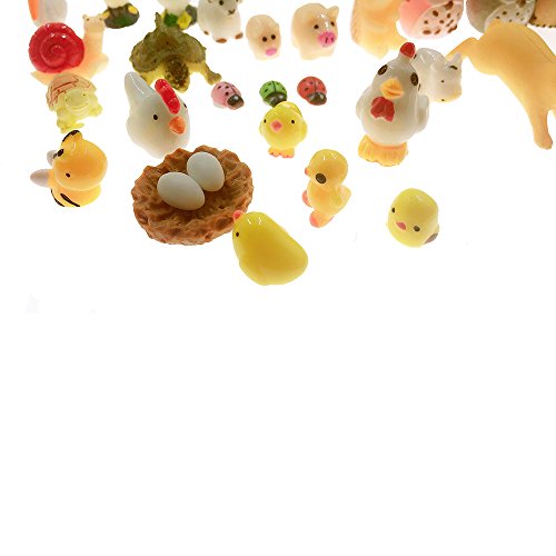 Miniature Animals 65pcs Mini Resin Decoration Set for Childrens Birthday Party Kids Presents Doll House Pretend Play Toys DIY Garden Flowerpot Succulent Planter