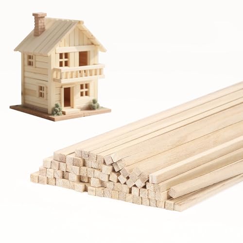 150 Pcs Balsa Wood Sticks 1/4 x 1/4 x 12 Inch balsa Wood Strips Hardwood Square Dowels balsa,Craft DIY Supplies Square Wooden dowels - color: 150 Pcs Balsa Wood Sticks 6mm