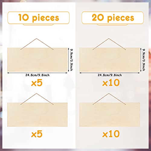 Patelai 10 Pcs Blank Wood Signs Unfinished Plaques with Ropes,2 Styles - style: 2 Styles