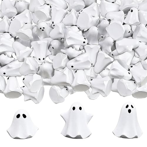 FESTGLOX 50Pcs Mini Resin Ghosts, Tiny Halloween Ghost Figurines Miniatures - color: White Ghosts--50pcs