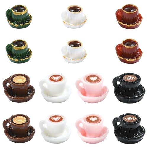 Stiesy 35 Pcs Afternoon Tea Beverages Miniature SetsCoffee Cup Black Tea Figurines Tiny Resin Mug Ornaments for Micro Landscape Desktop Display - color: Coffee Cup/Tea Cup-35pcs