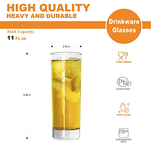 LUXU Highball Glasses,6pc Drinking Glasses,10 oz Tall Glass Sets - style: 10 OZ