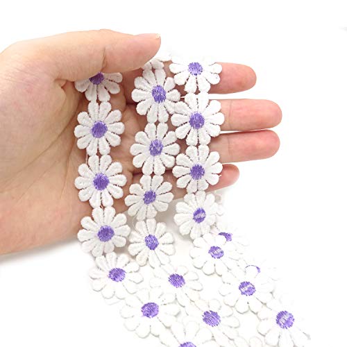 Honbay 5 Yards Decorating Lace Embroidered Trim Ribbons for Sewing or Craft Decoration (Daisy Purple) - color: Daisy Purple